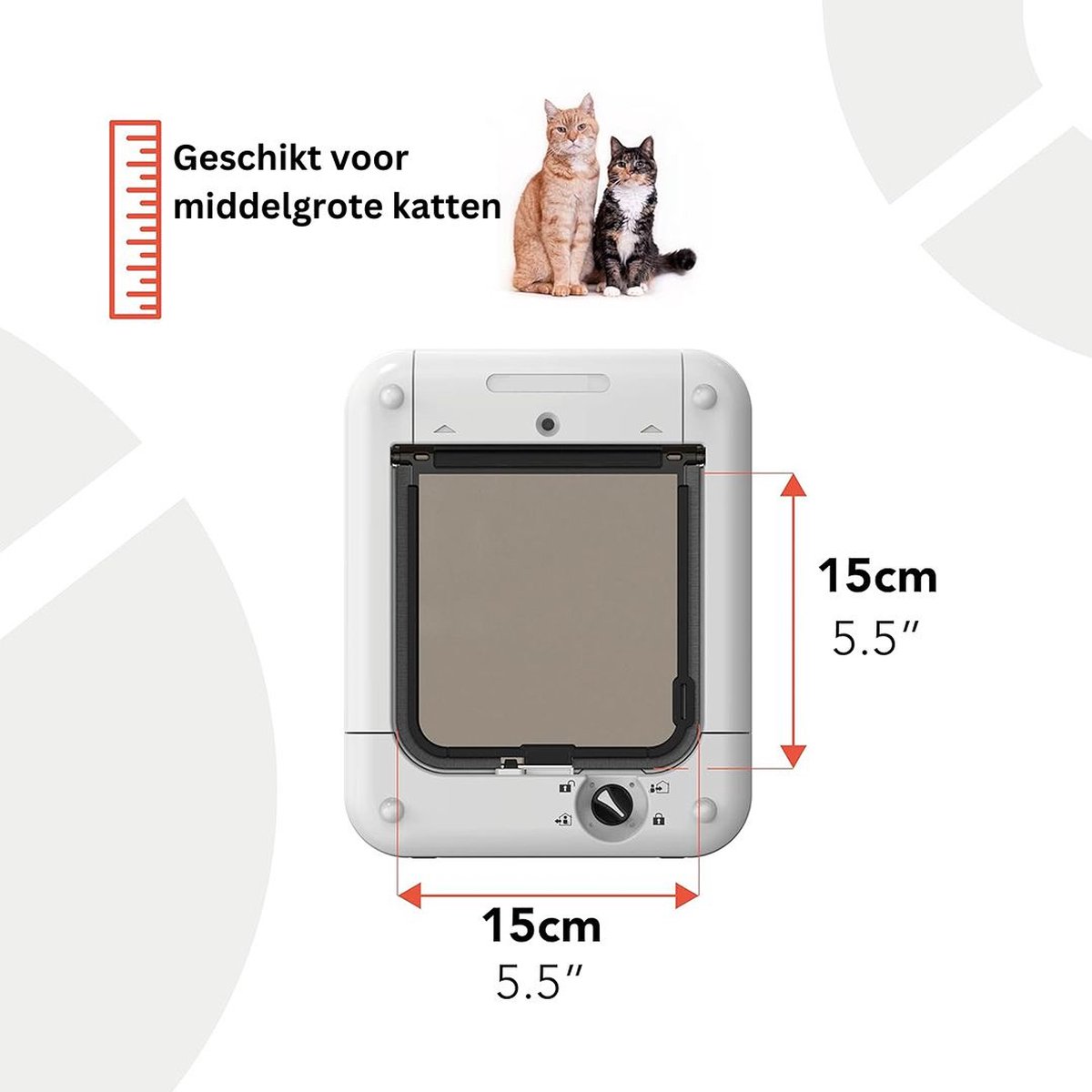 Kattenluik met Microchip - Chipherkenning - Kattenluik Chip - 15x10x15cm - Wit thumbnail 2