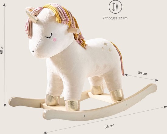 Petite Amélie Hobbelpaard Eenhoorn 'Lara' – Schommelstoel voor Baby – Hobbeldier voor een Wereld vol Magie & Fantasie - Vanaf 1 Jaar