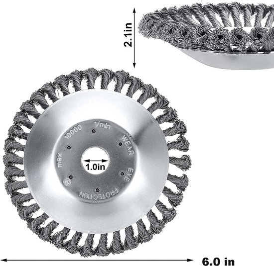 Professionele stalen onkruidborstel 15 cm voor bosmaaier - onkruidtrimmer - voegenborstel - kegelborstel - tuinonderhoud — afbeelding 3