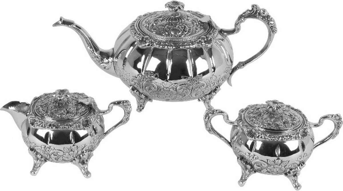 Baroque - Decoratieve schaal - Tafelgerei theeservies koper SET/3 - 14.5x30x17 - Brass