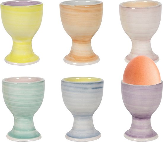 Foto: Bellatio design eierdopjes soft pastel set van 12x multi kleuren keramiek 7 x 5 cm voor ontbijt brunch pasen