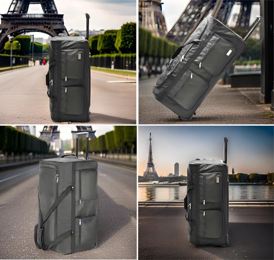 Traveleo babij reistrolley -82cm - opvouwbaar - reistas met 3 Wielen - 120L ideale trolley voor reis en sport