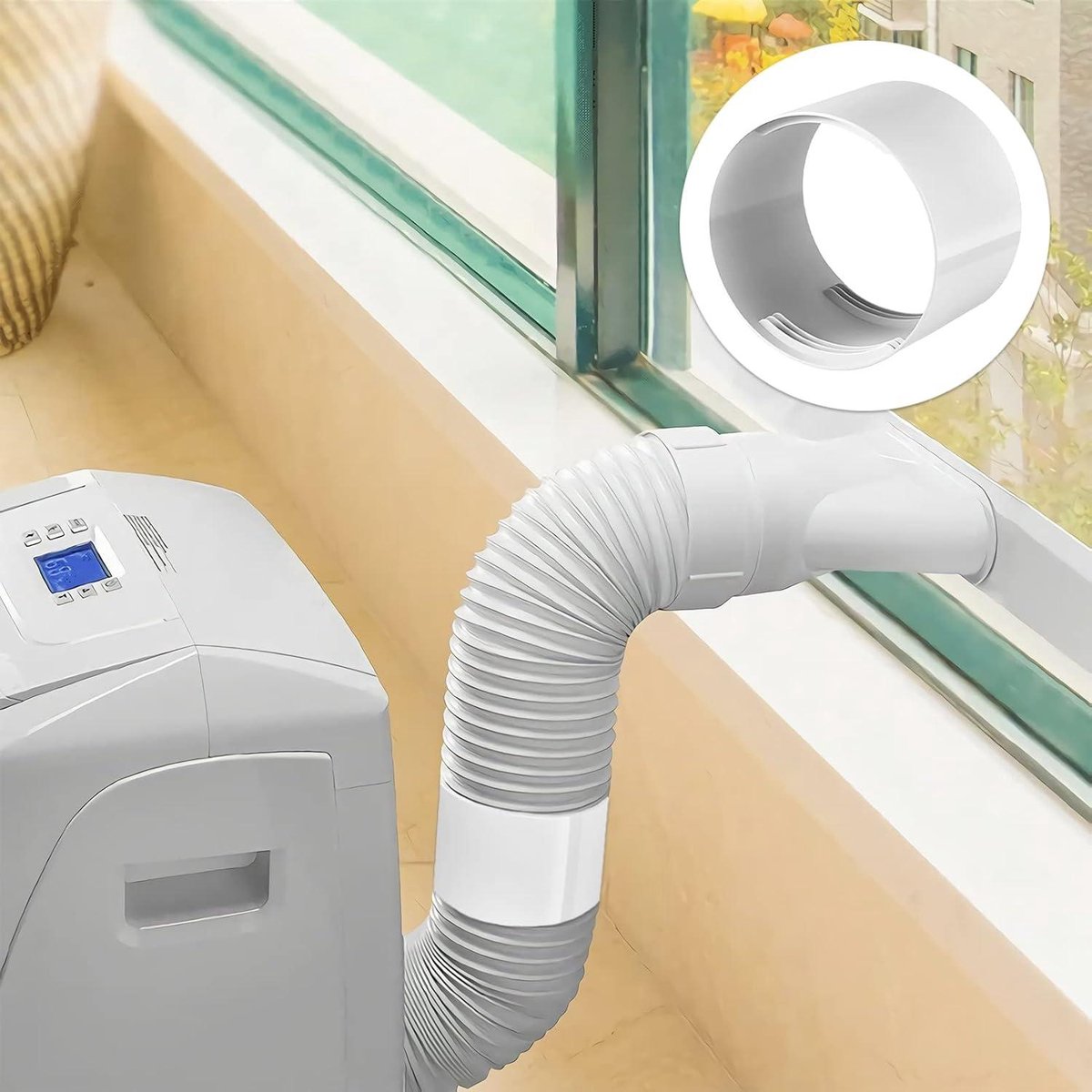 Connecteur Tuyau Climatiseur Mobile Raccord Tuyau Climatiseur Mobile - Interface D'Évacuation - Adaptateur Fenêtre - PVC - Anti-Fuites Tuyau Pour Climatiseur Mobile Diametre 130