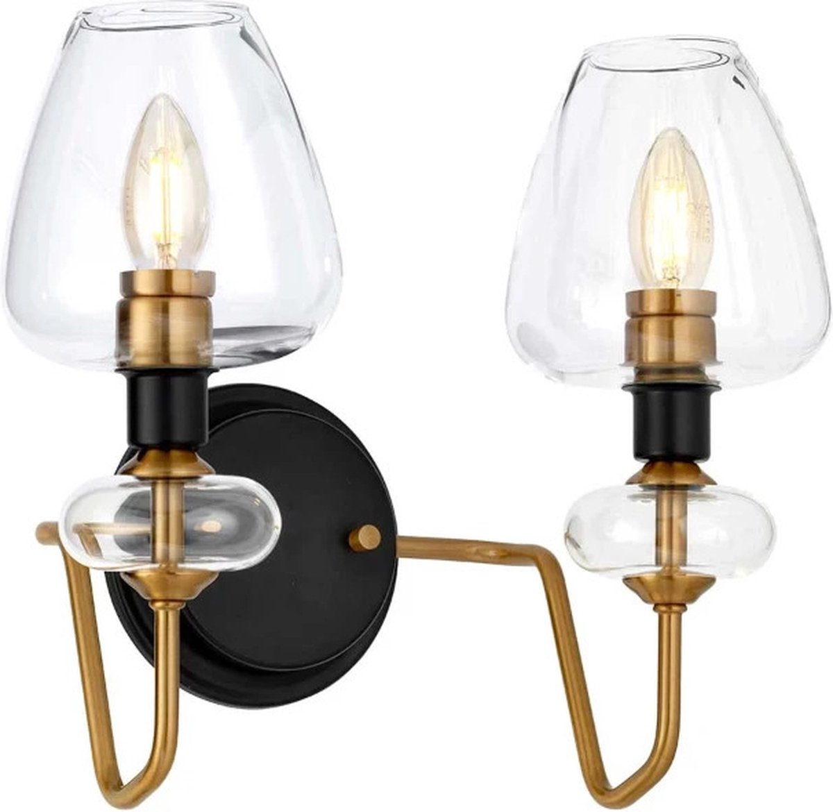 Elstead Lighting LED Wandlamp Armand | 2X E14 Max 40W | Aged Brass Plated & Charcoal Black Paint