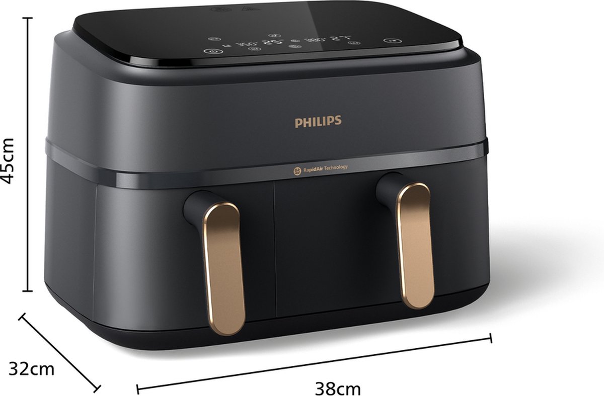Philips 3000 Serie NA352/04 Airfryer met Dubbele Mand 9L - afbeelding 3