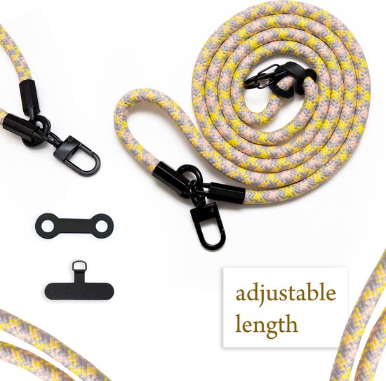 Chaîne de téléphone portable Cadorabo pour Honor 4X en JAUNE - GRIS - Étui pour téléphone portable avec cordon de sangle réglable à accrocher autour du cou