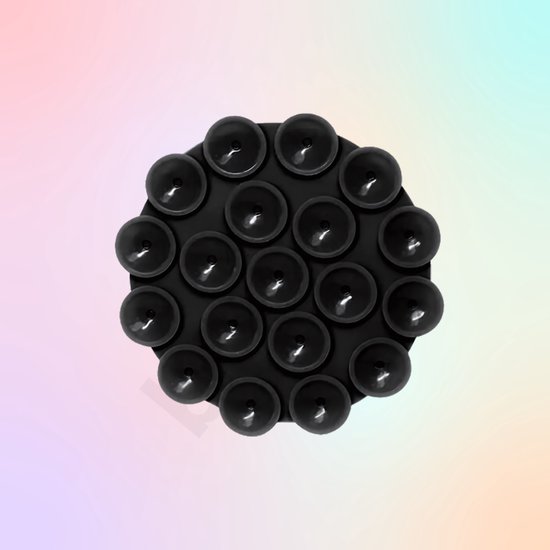 Buddy telefoonhouder rond - zuignap telefoonbutton - zwart - zuignap telefoon sticker - extra sterk - stickyphonecase - selfiestick - TikTok - koken - selfie - vloggen - telefoonbutton - influencer - octopus stickhouder