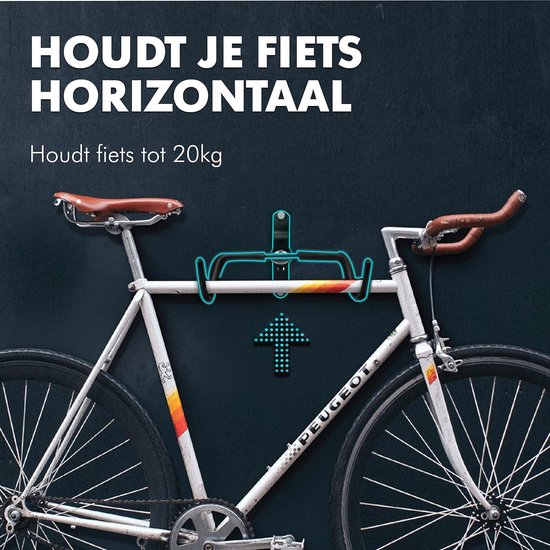 PrimeMatik - Muurbeugel met verstelbare haak om fiets aan het wiel te
