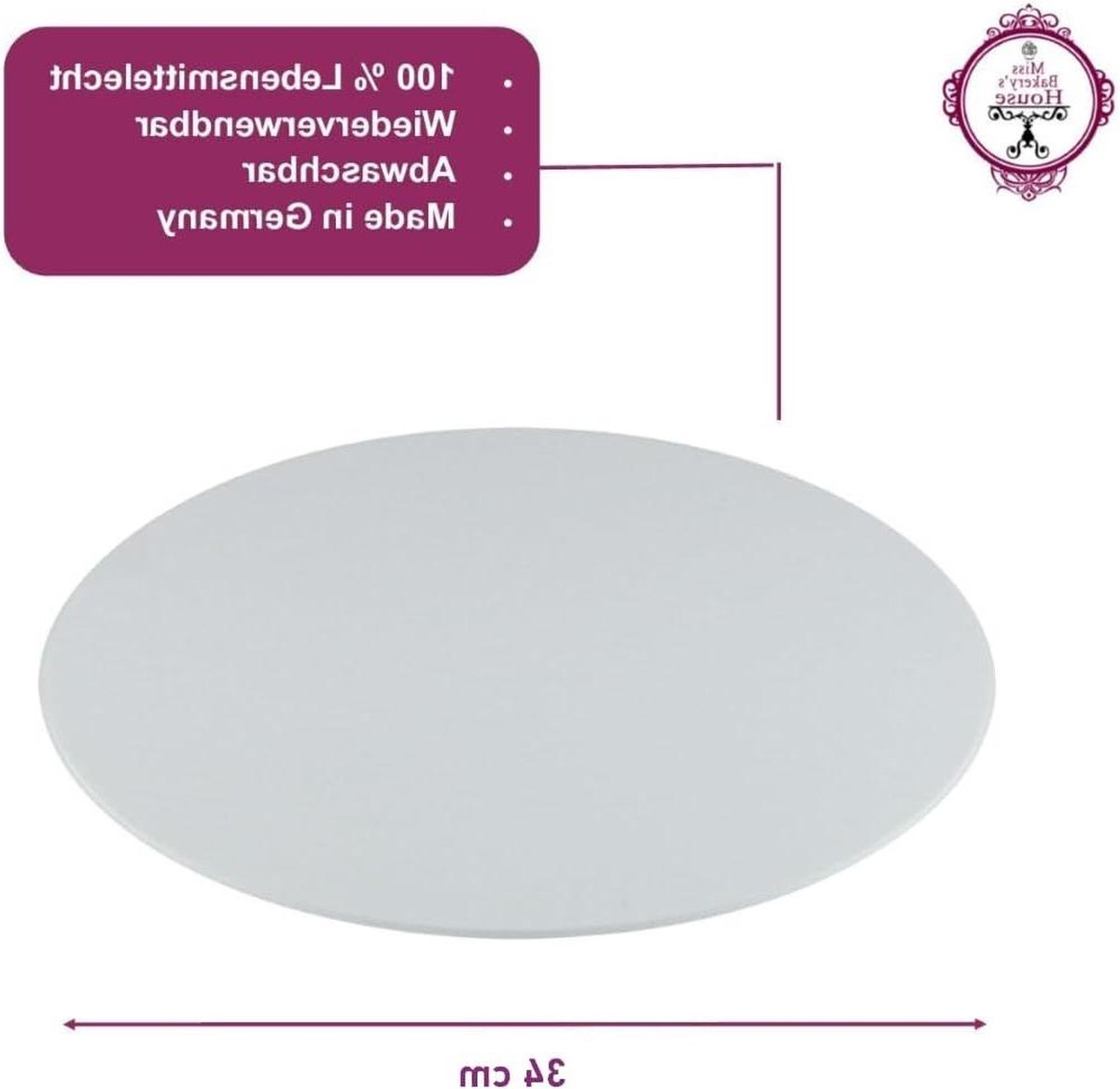 Cake Board - Acryl - Ø 34 cm - taartonderlegger - rond - wit