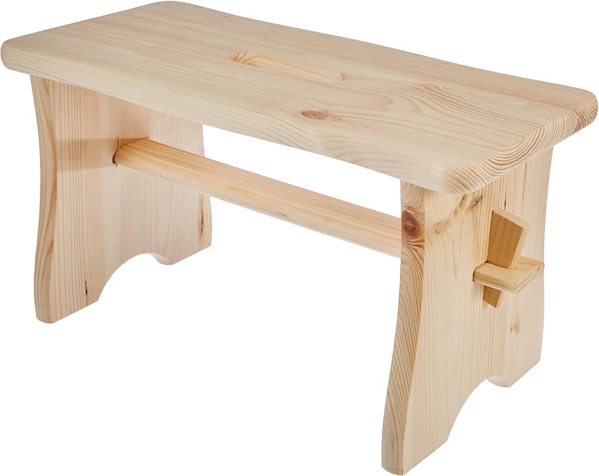 Voetenbank van grenen hout ca. 39x19x21cm - kruk voetenbank - houten kruk - voetenbank met zoekwoorden toegevoegd