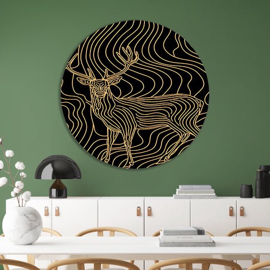 Cerf mural - Cercles muraux animaux - Lignes murales - Décoration murale classique - Forex - Décoration murale chambre cercle mural forex 100x100 cm