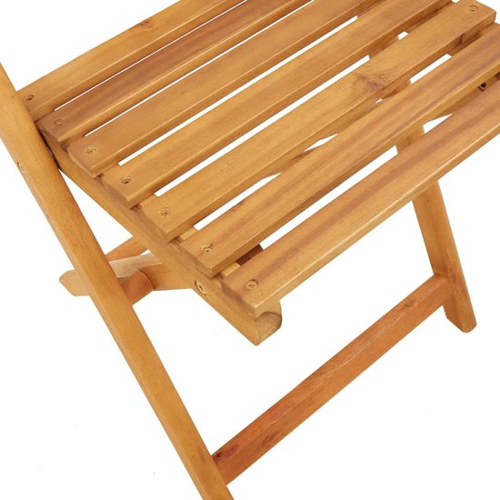Lot De 2 Chaises De Bistrot Pliantes Blanc Crème - Bois Acacia Et Tissu - Extérieur Jardin Terrasse