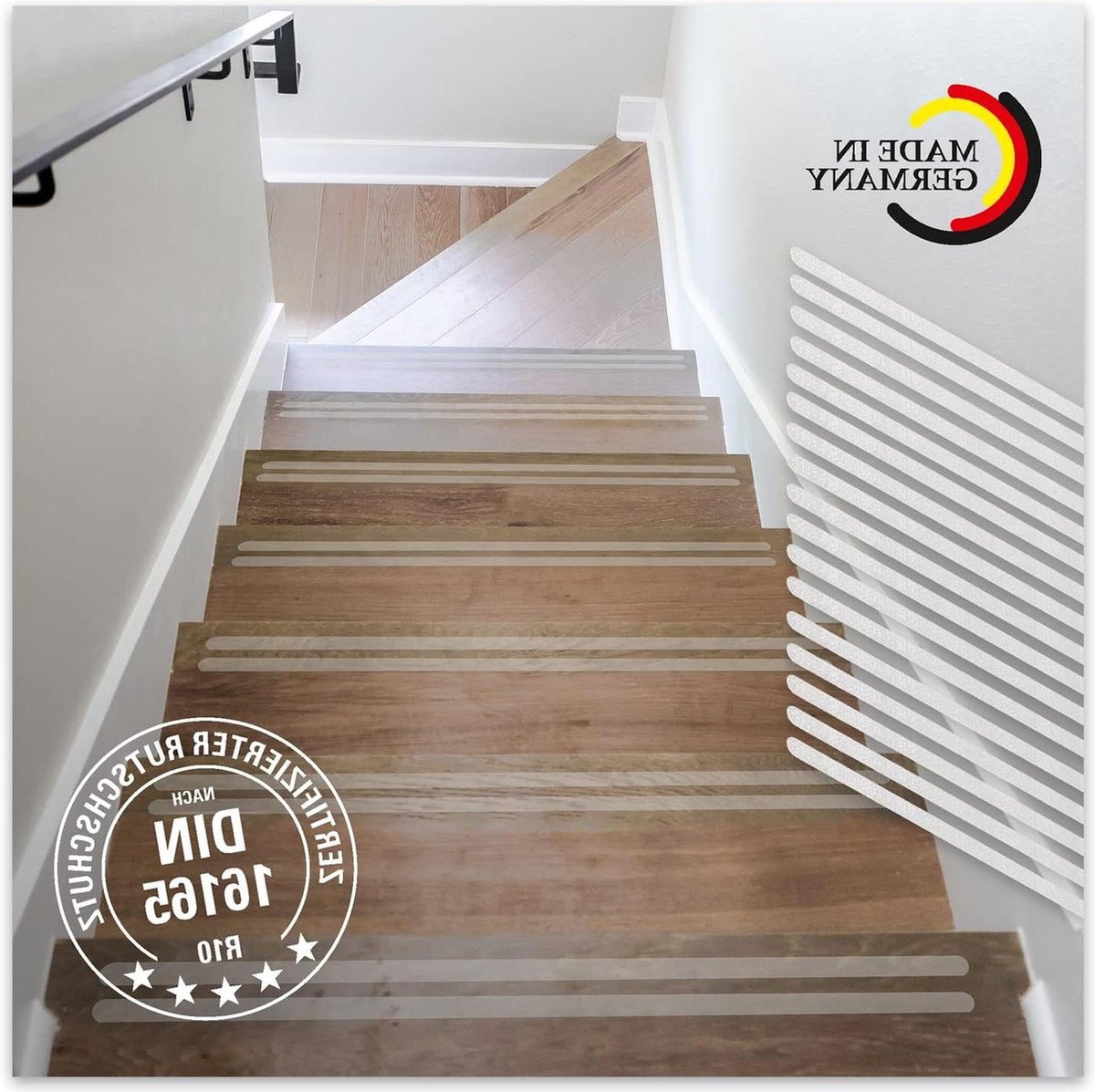 Antislipstrips voor trappen - transparant zelfklevend - 17 stuks - kunststof - veiligheid the stair mat
