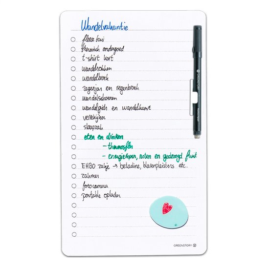 Foto: Greenstory to do classic to do planner uitwisbaar whiteboard folie sticky whiteboard