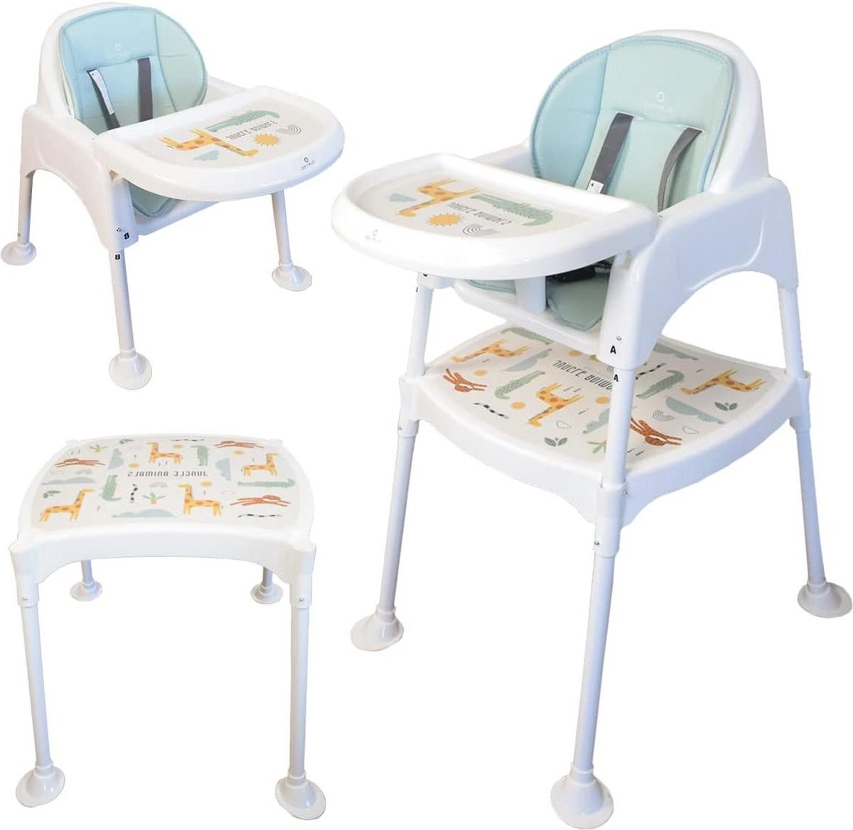 Gemakkelijk om te bouwen 3-in-1 kinderstoel - vanaf 6 maanden - ombouwbaar - kinderstoel en tafel - 3-6 jaar - placemat met stoel