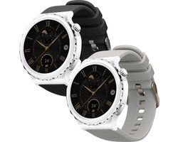 kwmobile 2x horlogebandjes geschikt voor Huawei Watch GT 3 Pro 43mm / Watch GT3 42mm / GT2 42mm bandje - Smartwatch bandjes van TPU - Activity tracker horloge band in zwart / grijs / grijs