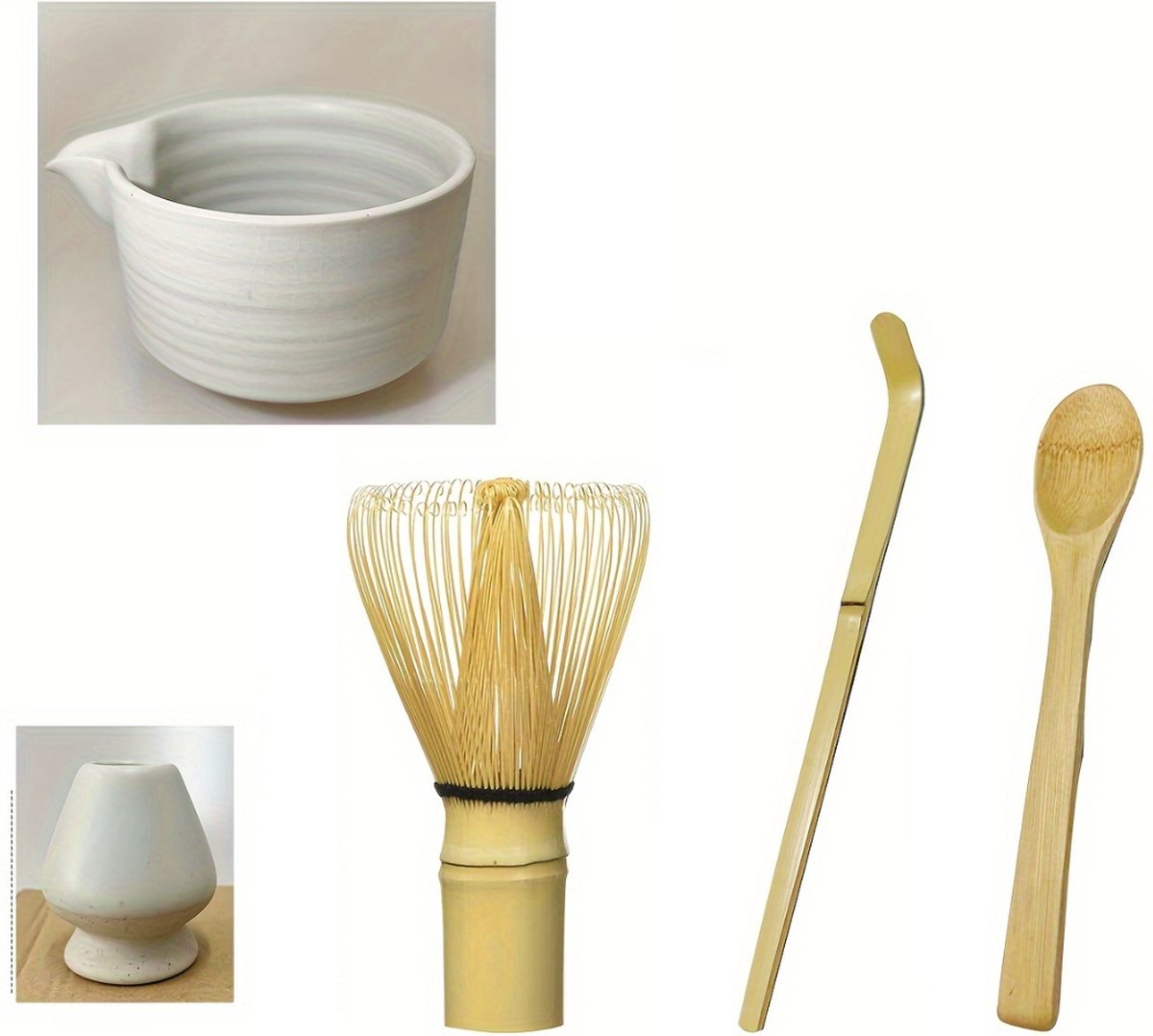 Nivard Matcha Set - Starterkit - Klopper - Matcha Thee Set - Matcha Whisk - 5 stuk - Wit