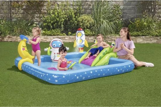 Zwembad - Water Speel Center - Kleine Astronaut - Play center Lil' Astronaut - Opblaasbare Glijbaan en Ruimtespellen - Vanaf 2 jaar - Zwembaden Galaxy