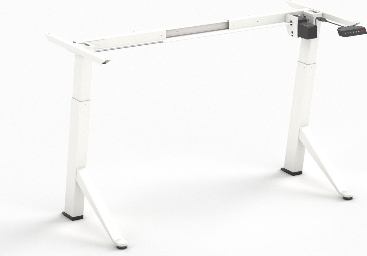 Worktrainer - Y-Desk Zit sta bureau Elektrisch Frame - Hoogte 70 cm - 115 cm - Breedte 110 cm - 160 cm - In hoogte verstelbaar Bureau Onderstel - Wit - Memory display