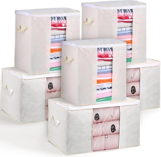 Neusu Jumbo opbergtas van 200 liter met ritssluitingen - Heavy Duty - Gigantische dekbedovertrek opbergtas - loft of slaapkamer opbergoplossing - 91 x 47 x 47 cm - beige