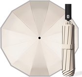 Bol.com Kaaiman® Stormparaplu Opvouwbaar Reflecterend - Off-White - 12 Panelen - Windproof - UV bescherming - Creme - Beige - Pa... aanbieding