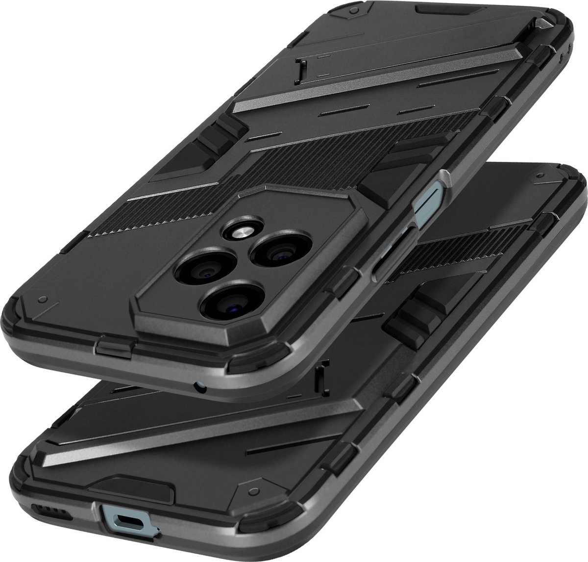Avizar Hoes Geschikt voor Honor 200 Lite Schokbestendig met kickstand, Zwart