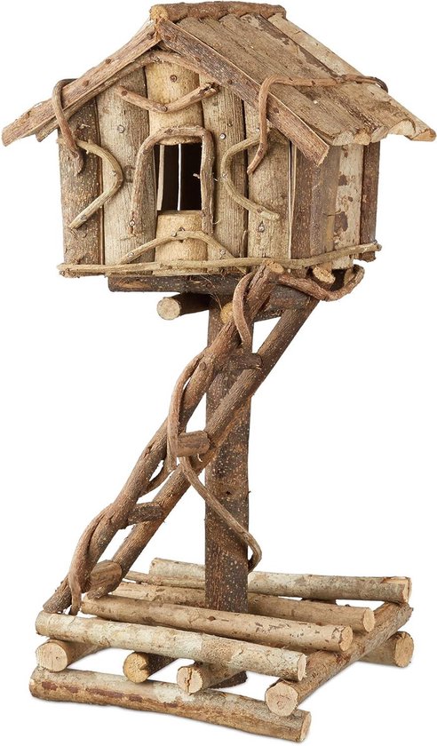 vogelhuis staand, onbehandeld hout, op de standaard, met de hand vogelhuis staand, onbehandeld hout, op de standaard, met de hand
