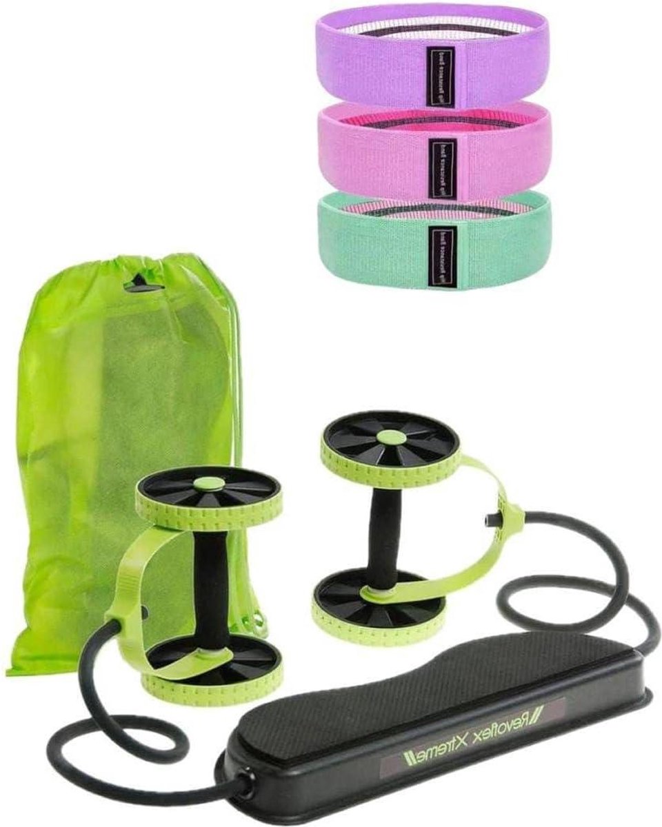 Set van 3 elastische spierbanden - weerstandsbanden van stof voor fitness en buikspiertraining