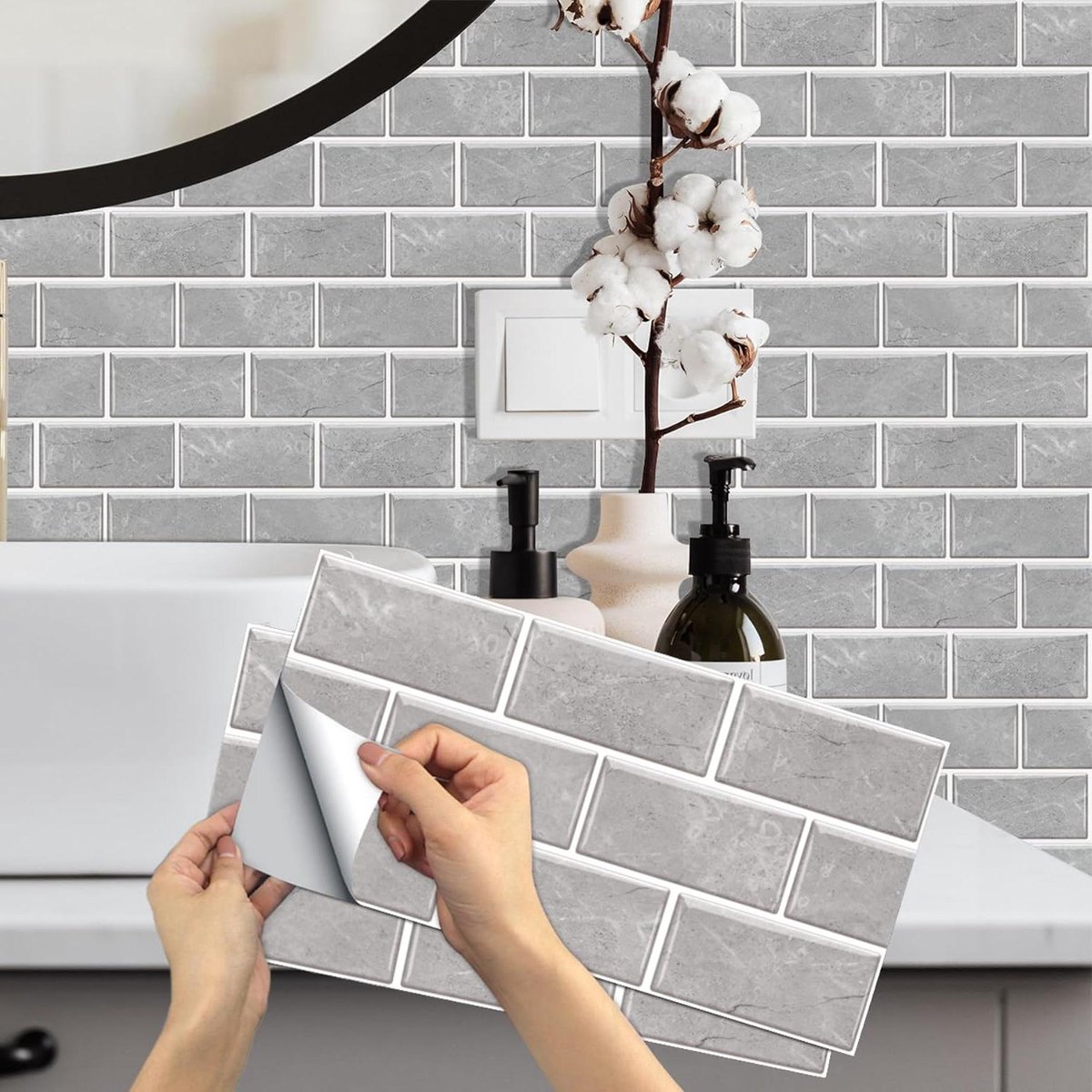 Crédence Adhésive épaisse 3D Pour Cuisine/salle De Bain - 10 Carreaux 30x30 Cm Noir - Facile à Poser