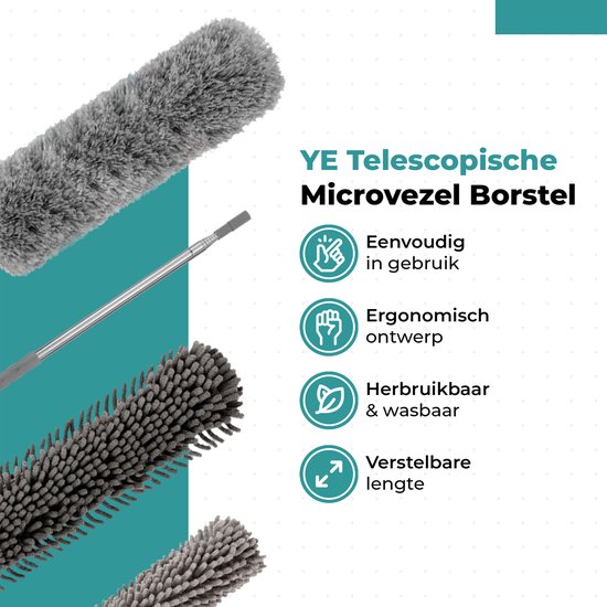 Joseph Joseph CleanTech Reinigingsgereedschap Set met Uitschuifbare Steel, 5 Stuks, Verstelbare Telescoopsteel voor Glas, Tegels, Oppervlakken