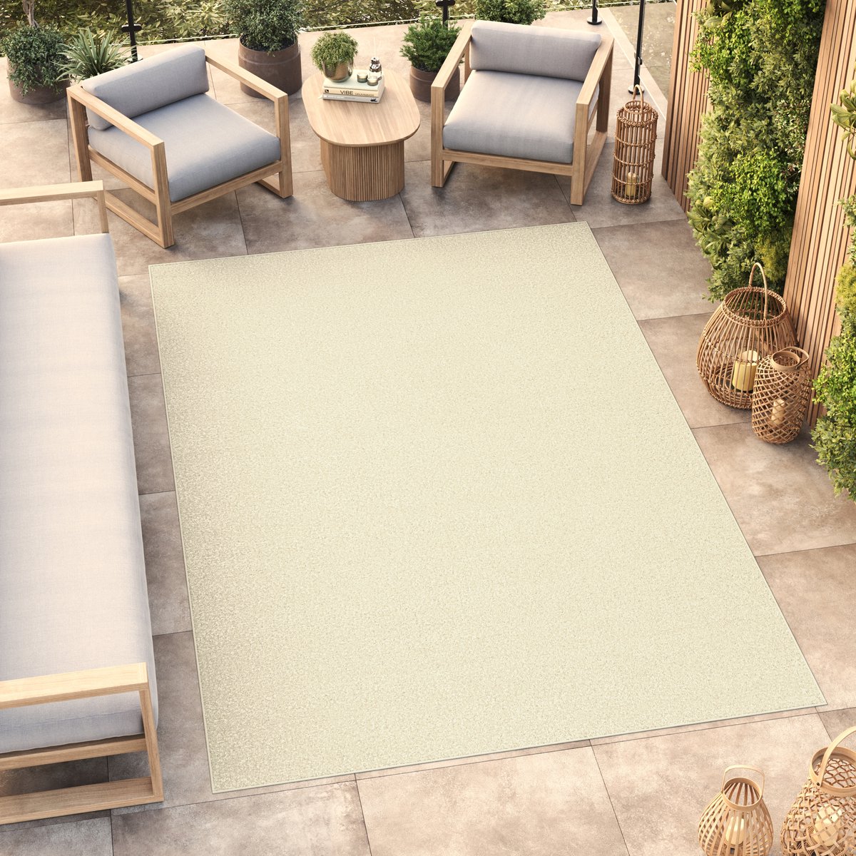 Tapiso Mono Vloerkleed Creme Binnen en Buiten Tapijt Maat- 240x330