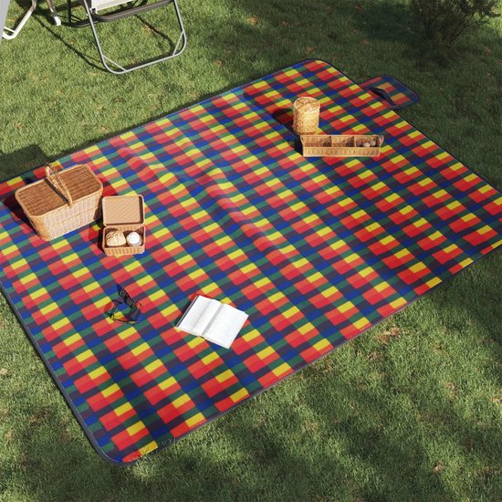 vidaXL Picknickkleed - Fluweel - 200x150 cm - Geruit Picknickdekentje - Picknicklaken - Buitendeken - Campingaccessoires - Outdoor Accessoires van Vidaxl — afbeelding 2