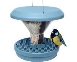 Vogelvoederhuisje Davos Smart Birds - Voer vogels zonder knaagdieren - Robuust en betrouwbaar - Herbruikbaar - 2 voederkamers - Lichtblauw