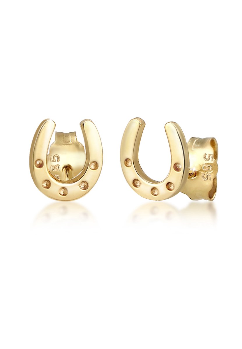 Elli PREMIUM - Oorbellen - Hufeisen Glücksbringer Symbol Luck 585er Gelbgold - Dames