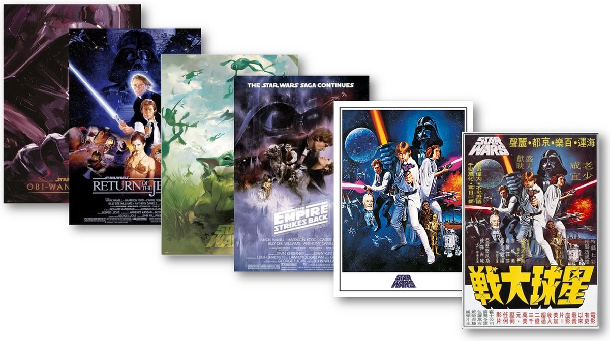 Posterpoint Star Wars posters - Set van 6 stuks - Empire Strikes Back - Return of The Jedi - Obi wan - Grogu - Formaat 61 x 91,5 cm Multi colour