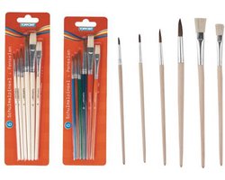 TipTop Hobby Penselen set - 6x stuks - maat 2 t/m 12 - kwasten - verven