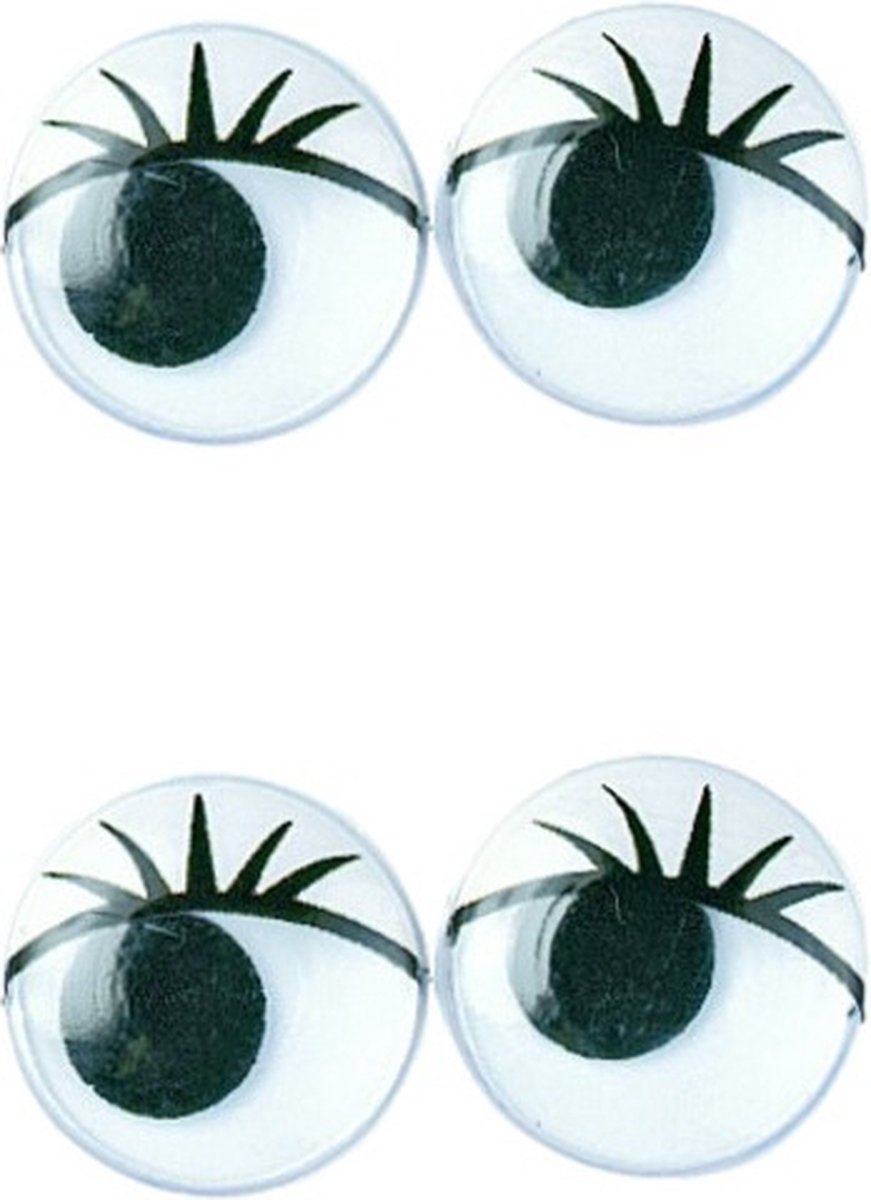 16x stuks wiebel oogjes met wimpers 15 mm - Hobby knutselen - zelfklevend