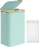 100 L Wasmand Met Deksel, Wasbox, Wasmand, Was Sorteerder Verwijderbare Waszakken Natuurlijke Bamboe Stof Opvouwbare Mand Wasboxen Met Bamboe Handvat En Binnenzak