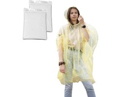 Regenponcho/Nood poncho - 2x - transparant - wegwerp - voor volwassenen - one size fitts all - capuchon