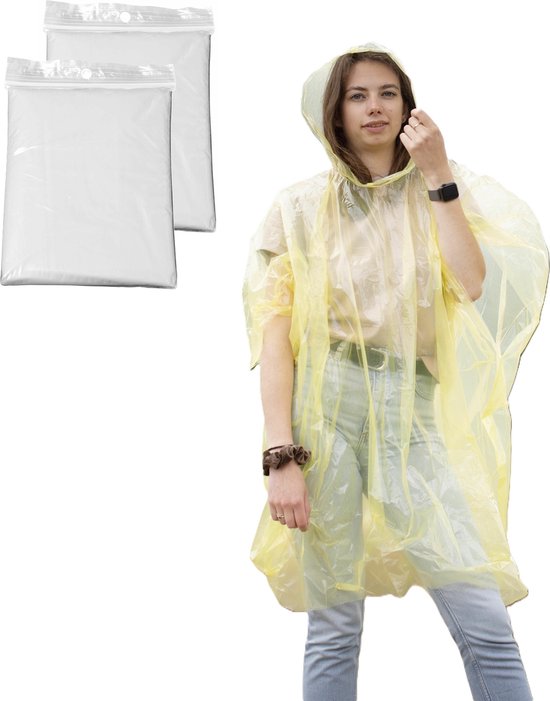 Waterdichte poncho lichtblauw - Regenjas one size - Regenponcho voor op de fiets