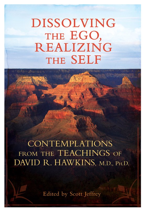 Couverture de livre "Dissolving the Ego, Realizing the Self". Une photo du Grand Canyon avec le texte.