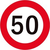Bellatio Decorations 50 jaar Bierviltjes - 25x stuks - verkeersbord thema - Abraham Sarah - 50e verjaardag