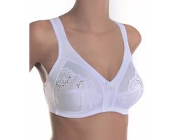 Sassa Mode soft Bh zonder beugel - 12906 - Brede bandjes - Grote maten - Wit - beige - 120C