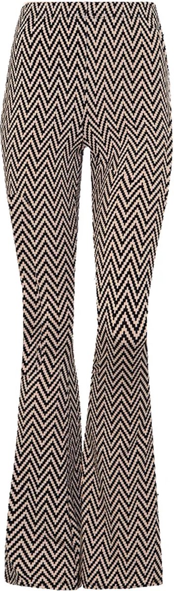 Ambika Flared Broek - Maat S - Flared Legging Wijde Pijpen - Beige Zwart