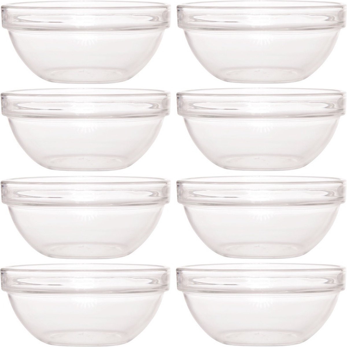 Luminarc Schaaltje/kommetje - 8x - glas - 17 cm - snack schaaltjes - chips schaaltje