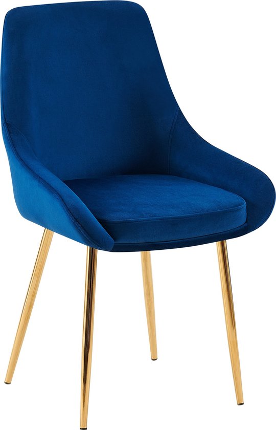 CLP Elmira Eetkamerstoel - Klassiek - Met rugleuning - Met armleuning - Met rugleuning - Velvet - Fluweel - Metall gold donkerblauw