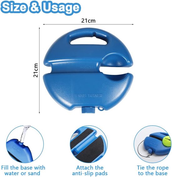 HO-SFSM Kit Entraînement Tennis Solo - 2 Balles Rebondissantes + Corde 4m - Entraîneur Portable Jardin Parc Enfants Adultes
