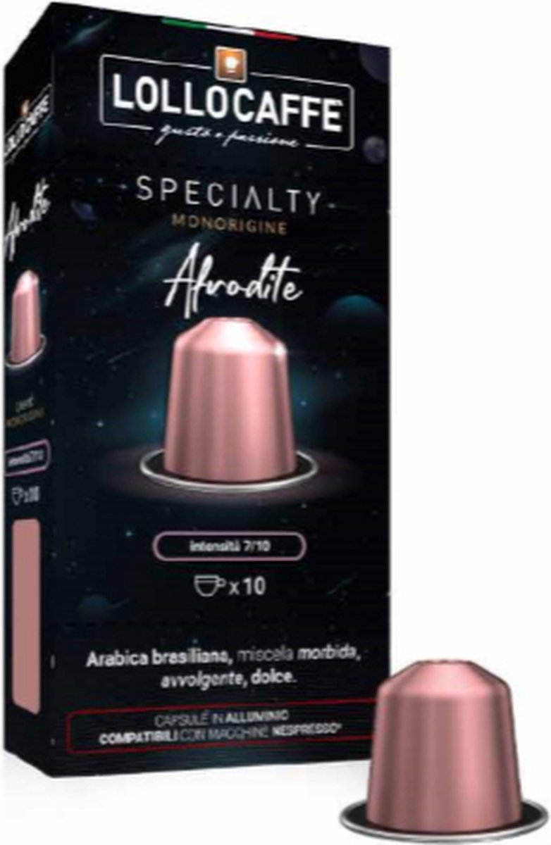 Goedkoopste 100 Nespresso (Aluminium Capsules) compatibel koffiecups - Lollo Speciality Afrodite Arabica - PVC FREE - Italiaanse koffie - voor espresso, cappuccino, ristretto, macchiato - Werkt met Nespresso Inissia, Citiz, Essenza, Pixie koffiezetapparaten enz.