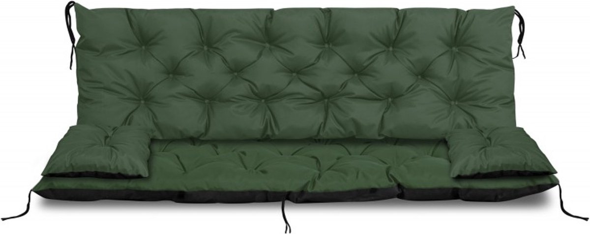 Aio Tuinkussens set Bankkussen 120x60x50cm en 2 klein kussen 42 x 42 cm Schommelbank kussen Groen