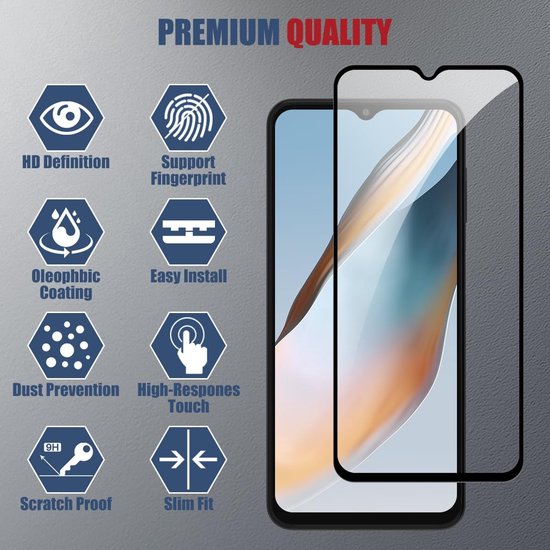 Smartphone met screenprotector. HD Definitie, Vingerafdruk ondersteuning, Oleofobische coating, Gemakkelijke installatie, Stof preventie, Hoge respons touch, Krasbestendig, Slim fit.